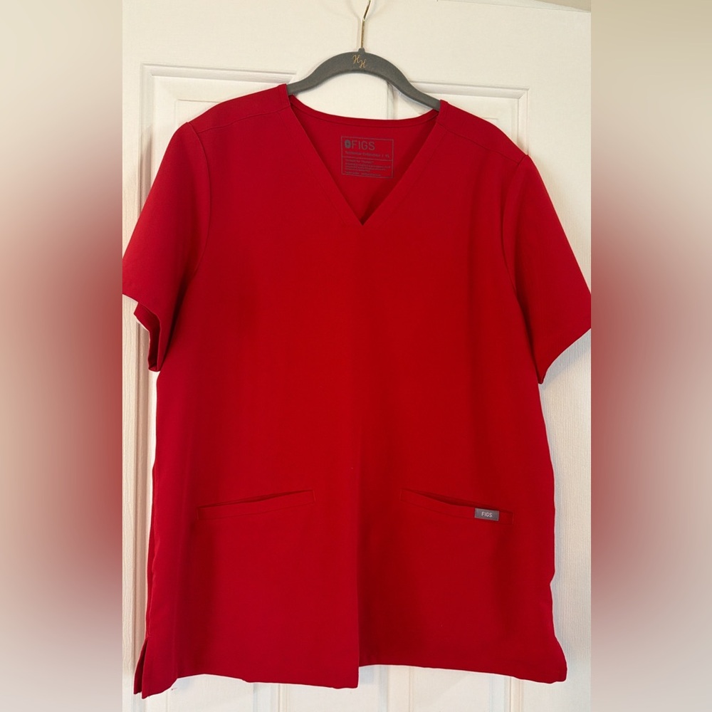Figs Vivid Red Medical Scrub Top